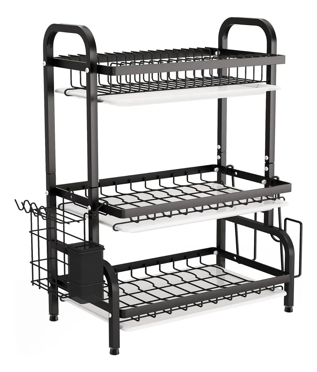Escurridor de Platos 3 Niveles Acero Inoxidable Negro | ELEA